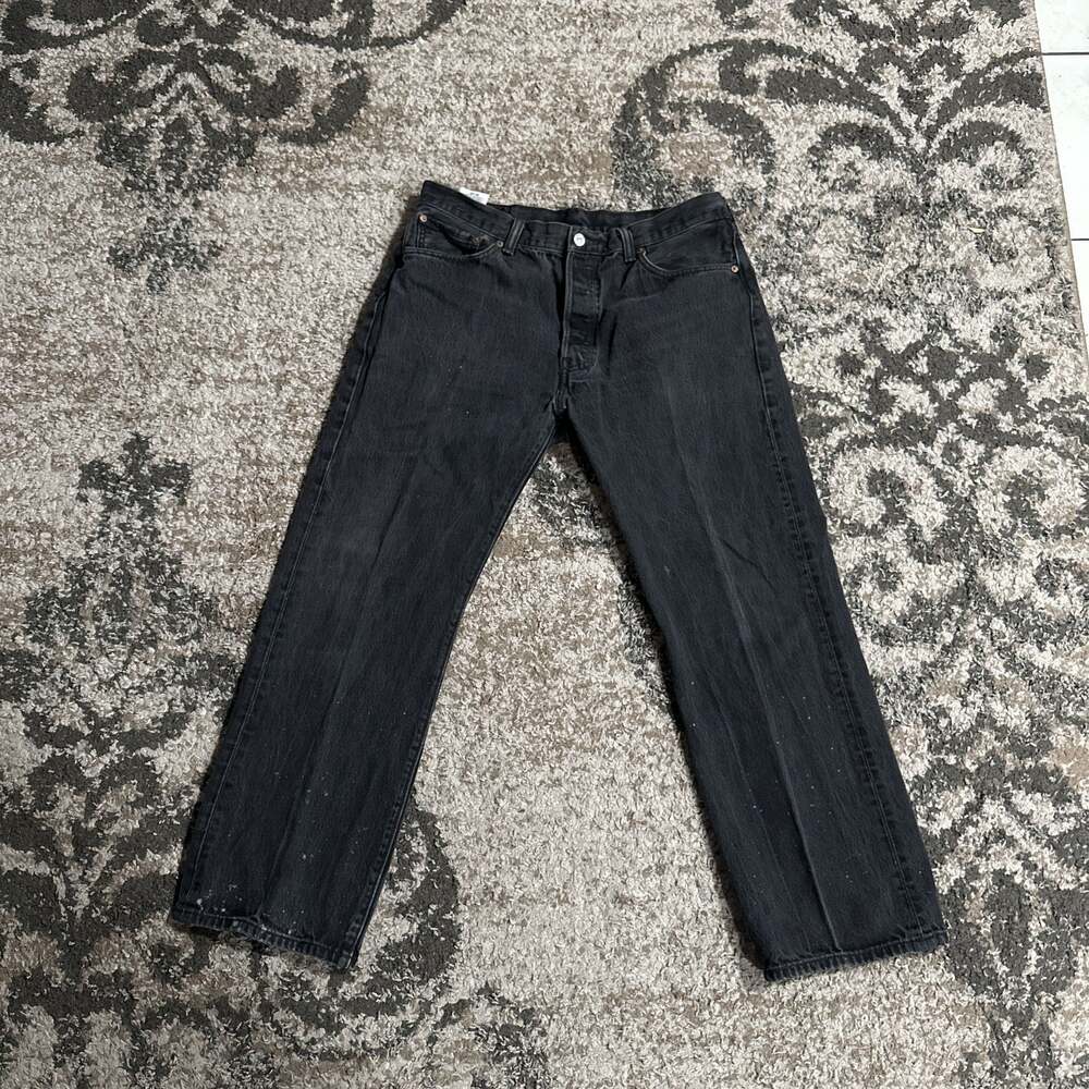 Vintage Levi's 501 All Button Fly Black Wash Denim Jeans size 36x29